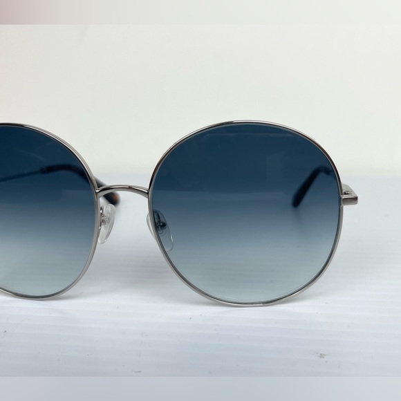 FERRAGAMO Oversized Gradient Blue Round Lens Silver Color Frame Sunglasses 60mm - Picture 4 of 14